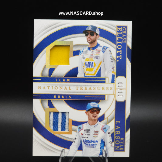 2024 National Treasures Team Duals Holo Gold Kyle Larson Chase Elliott 01/10