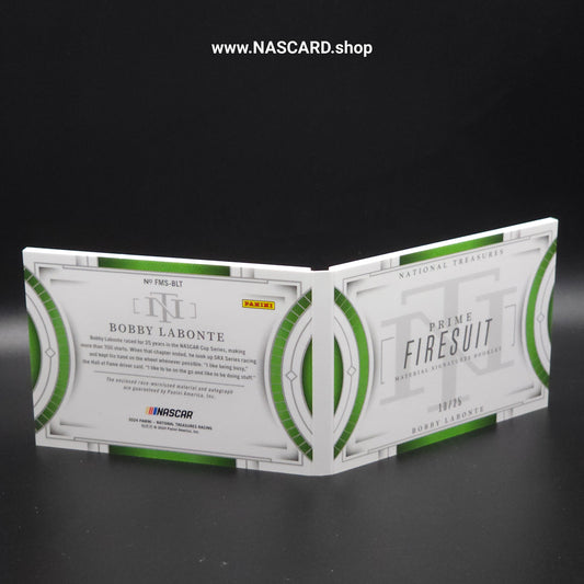 2024 National Treasures Prime Firesuit Signature Booklet Bobby Labonte /25