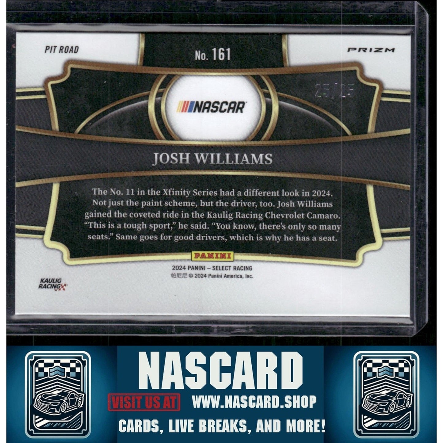 2024 Panini Select Pit Road #161 Josh Williams Tie-Dye Prizms #/25