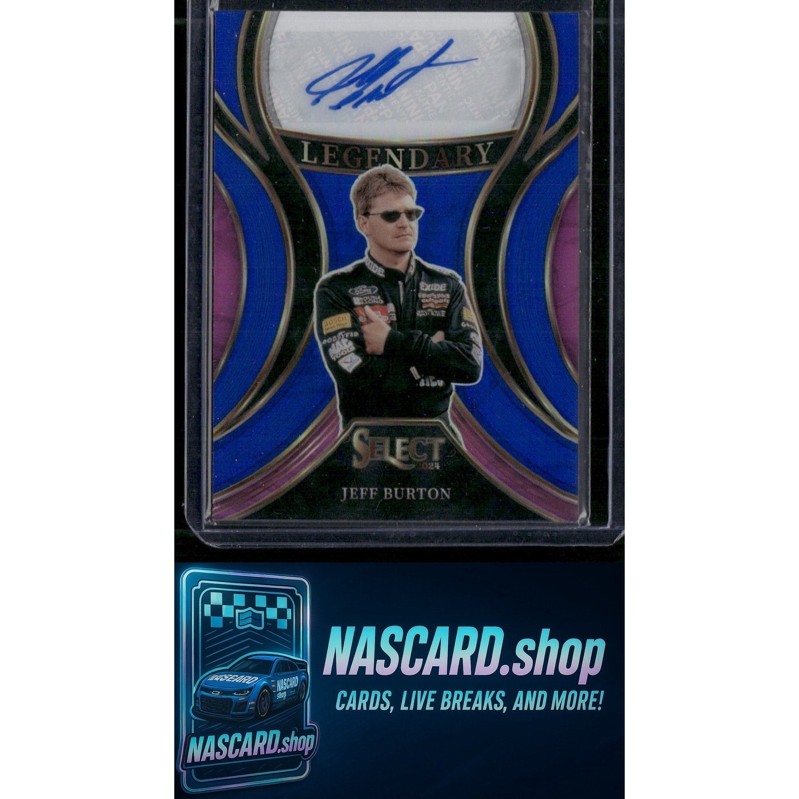 2024 Panini Select #LS-JBT Jeff Burton Legendary Signatures Blue Prizms #/49 - NASCARD.shop