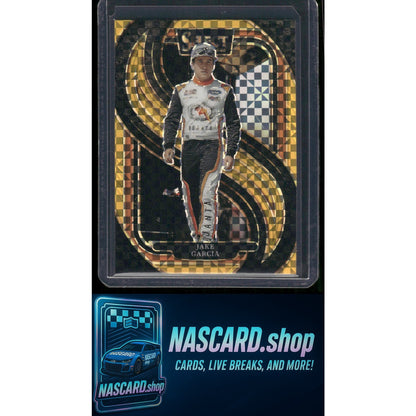 2025 Panini Select Trackside #232 Jake Garcia Gold Power Plaid #/13