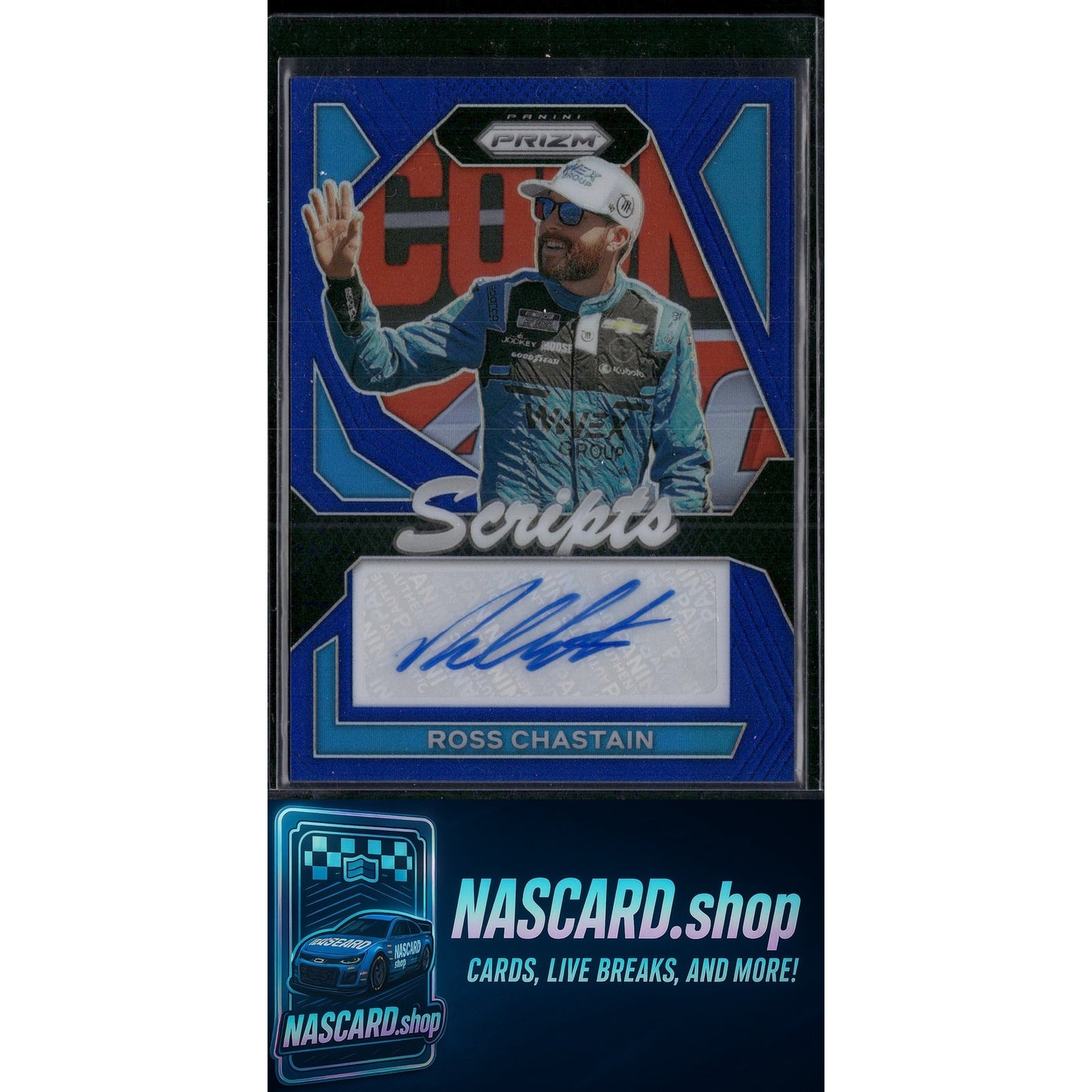 2024 Panini Prizm #S-RCN Ross Chastain Scripts Blue #/49 - NASCARD.shop