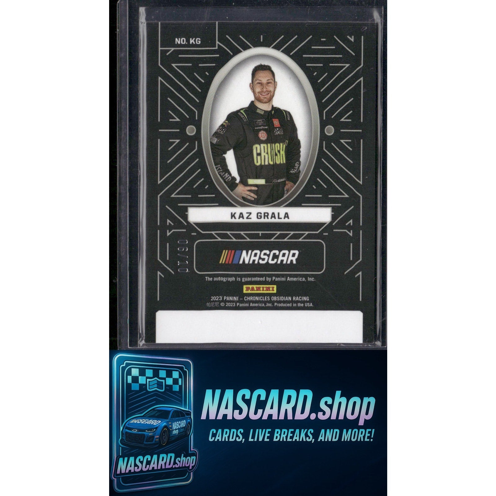 2023 Panini Chronicles Kaz Grala Obsidian Signatures Electric Etch Yellow #/10 - NASCARD.shop