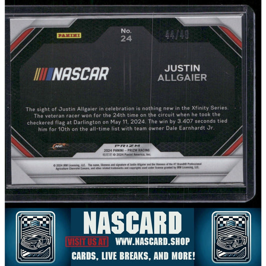 2024 Panini Prizm #24 Justin Allgaier Victory Lane Blue