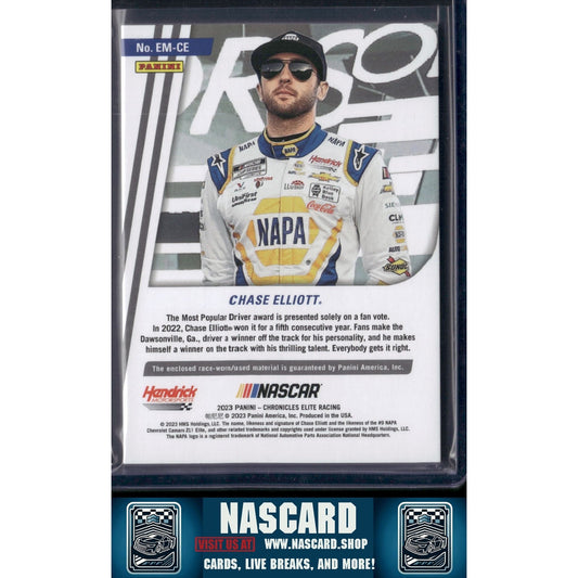 2023 Panini Chronicles #EM-CE Chase Elliott Elite Materials Red