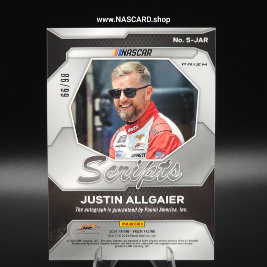 2024 Panini Prizm Racing Scripts Red Prizm Justin Allgaier /99