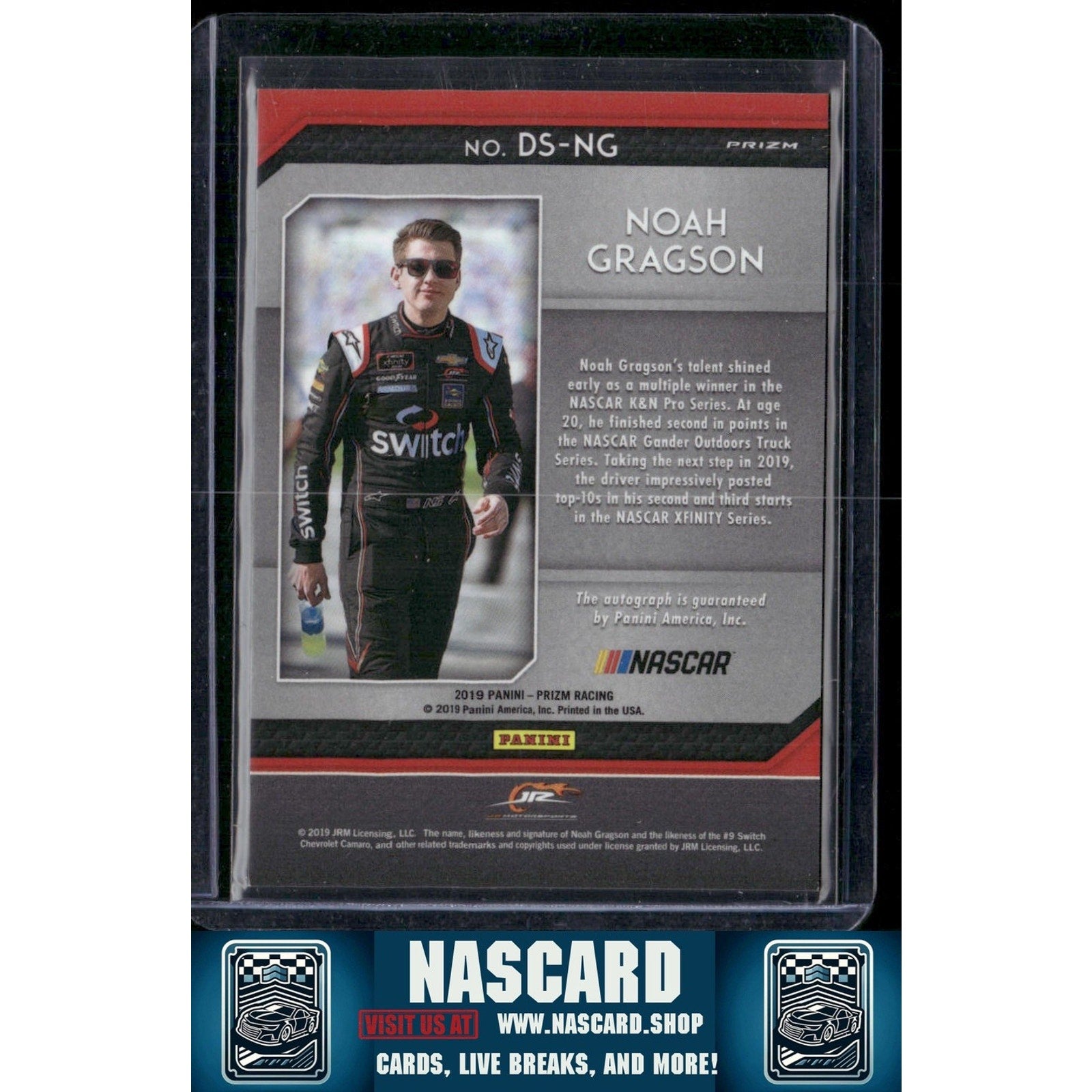 2019 Panini Prizm #DS-NG Noah Gragson Driver Signatures Red White and Blue Prizm - NASCARD.shop
