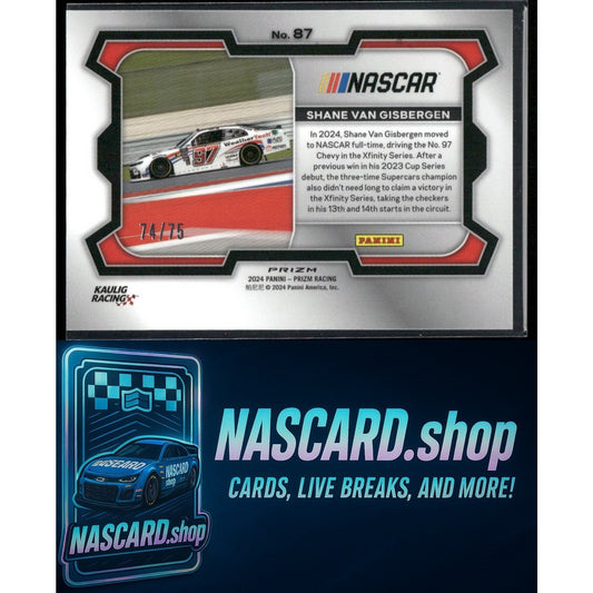 2024 Panini Prizm #87 Shane Van Gisbergen Checkered Flag #/75 RC