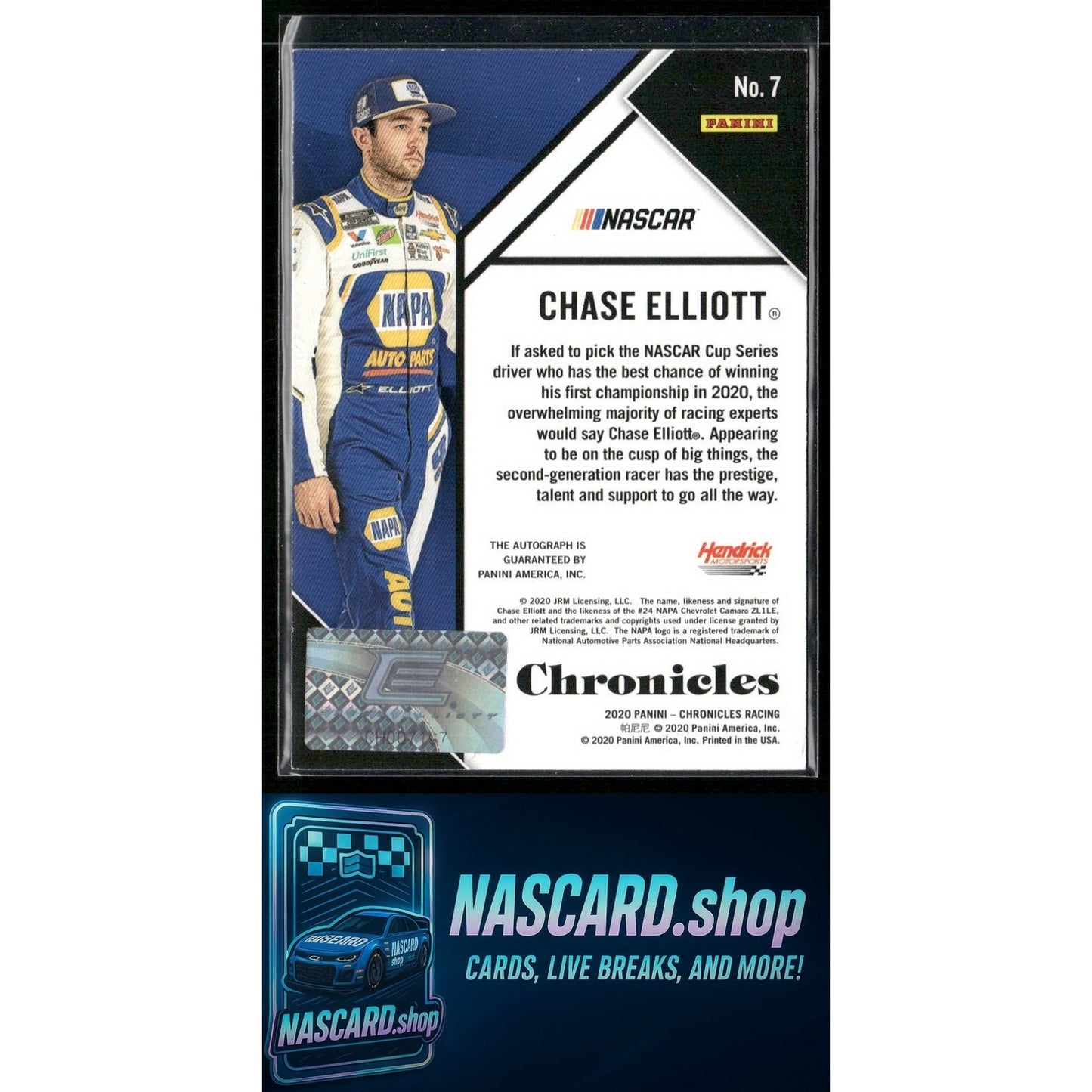 2020 Panini Chronicles #7 Chase Elliott Chronicles Autographs Gold #/5