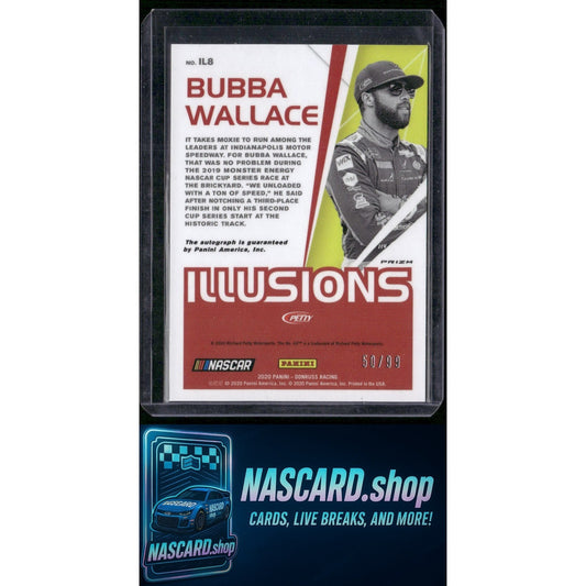 2020 Donruss #IL8 Bubba Wallace Optic Illusions Signatures Holo #/99