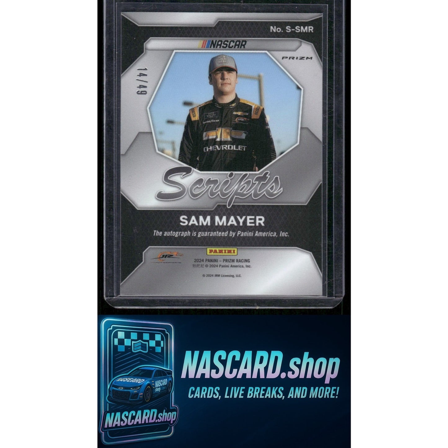 2024 Panini Prizm #S-SMR Sam Mayer Scripts Blue #/49