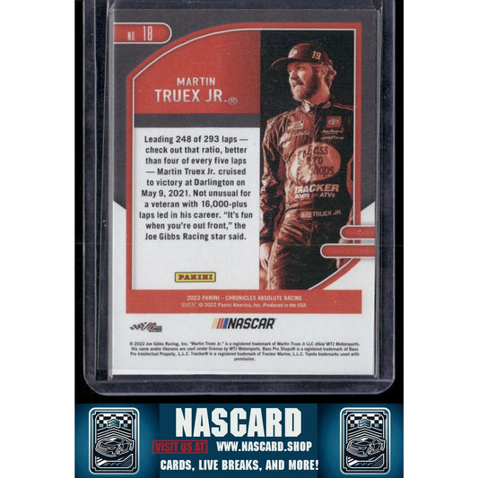 2022 Panini Chronicles #18 Martin Truex Jr. Absolute Gold #/10 - NASCARD.shop