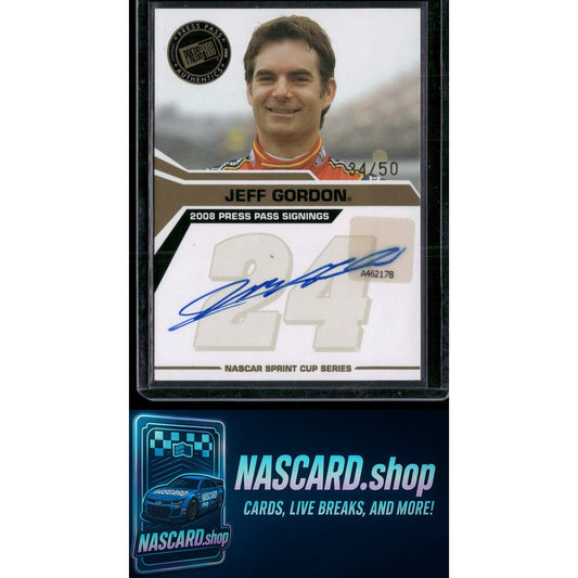 2008 Press Pass Jeff Gordon Signings Gold #/50 - NASCARD.shop