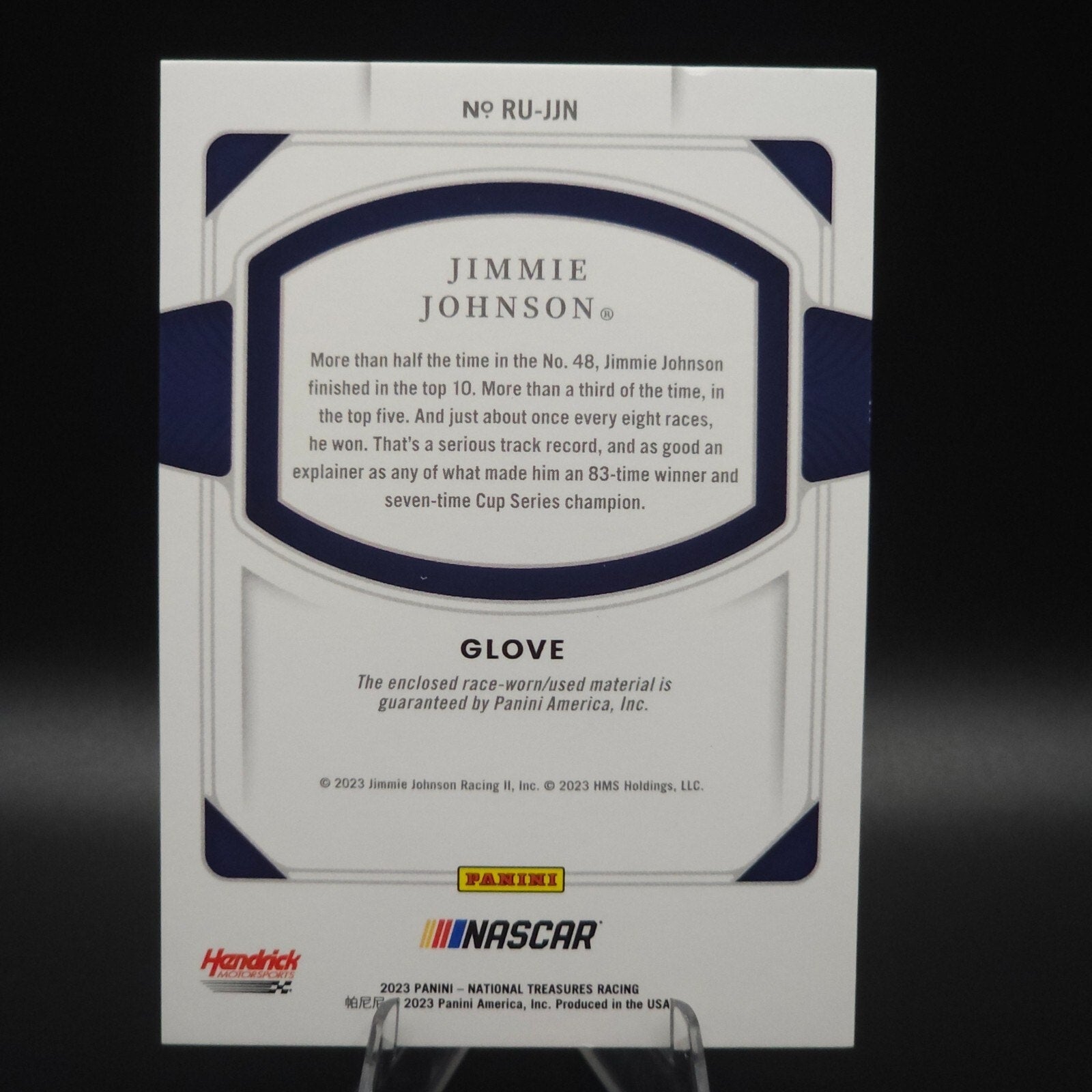 2023 Panini National Treasures Race Used Jimmie Johnson #RU-JJN Glove /25 (MEM) - NASCARD.shop