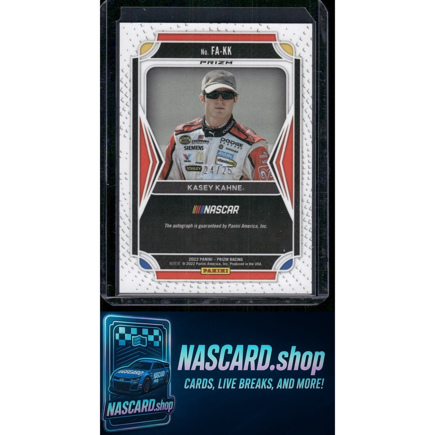 2022 Panini Prizm Kasey Kahne Flashback Autographs Checkered Flag Prizm #/25