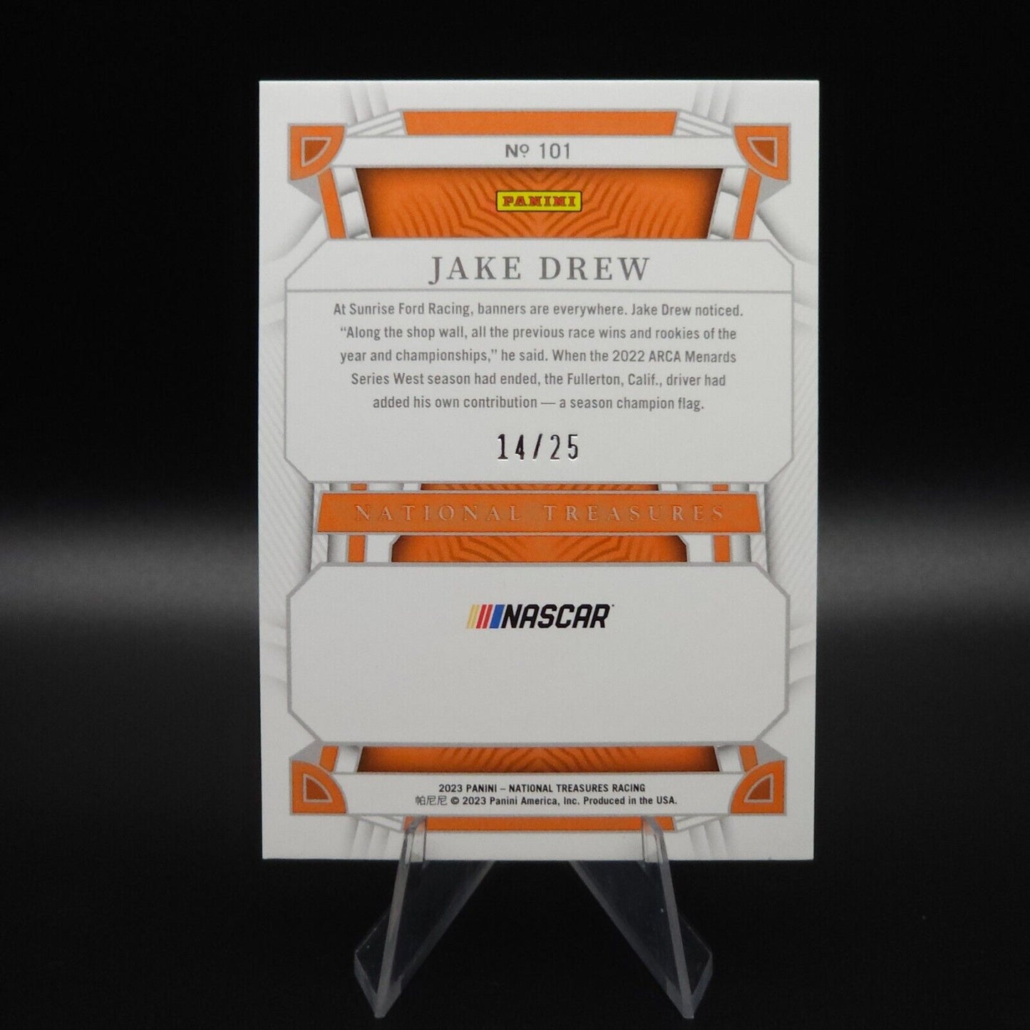 2023 Panini National Treasures Rookies #101 Jake Drew /25 (RC)