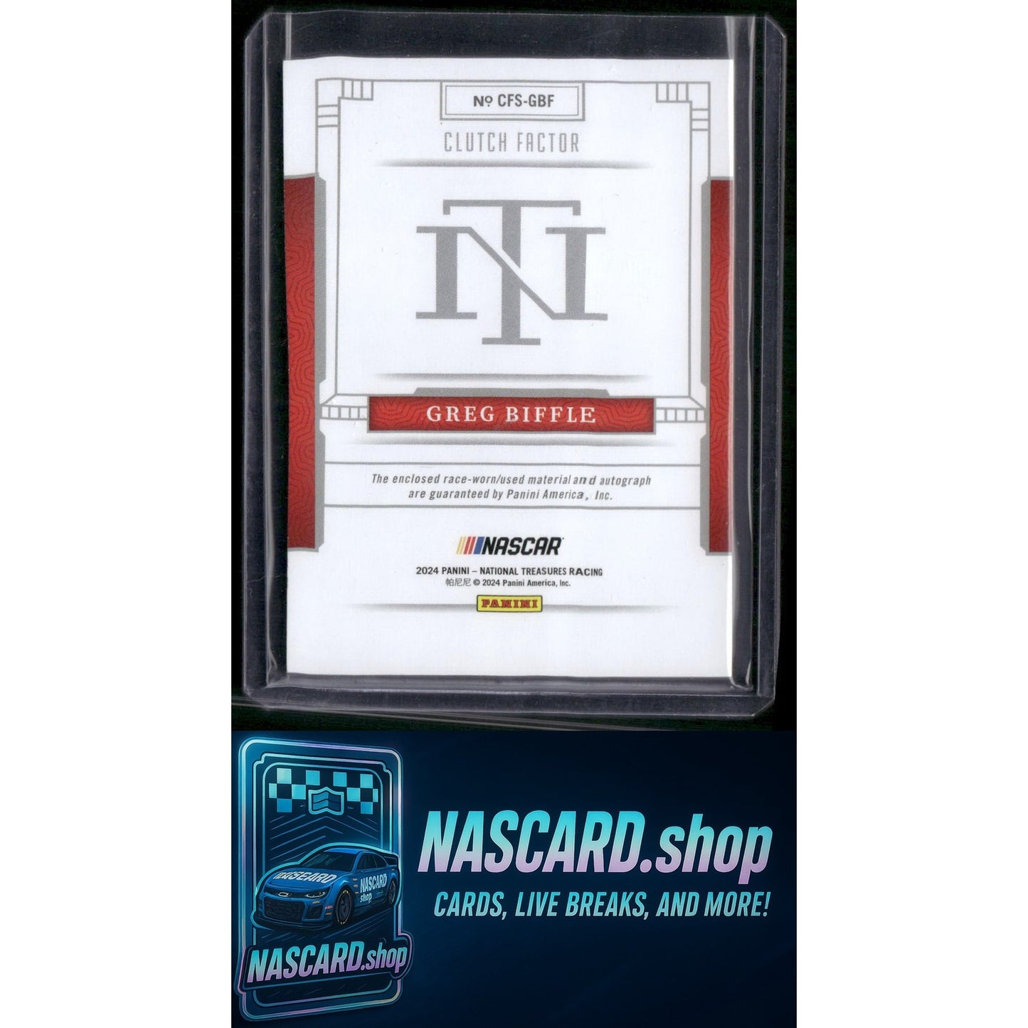 2024 Panini National Treasures Greg Biffle Clutch Factor Signatures #/49 - NASCARD.shop