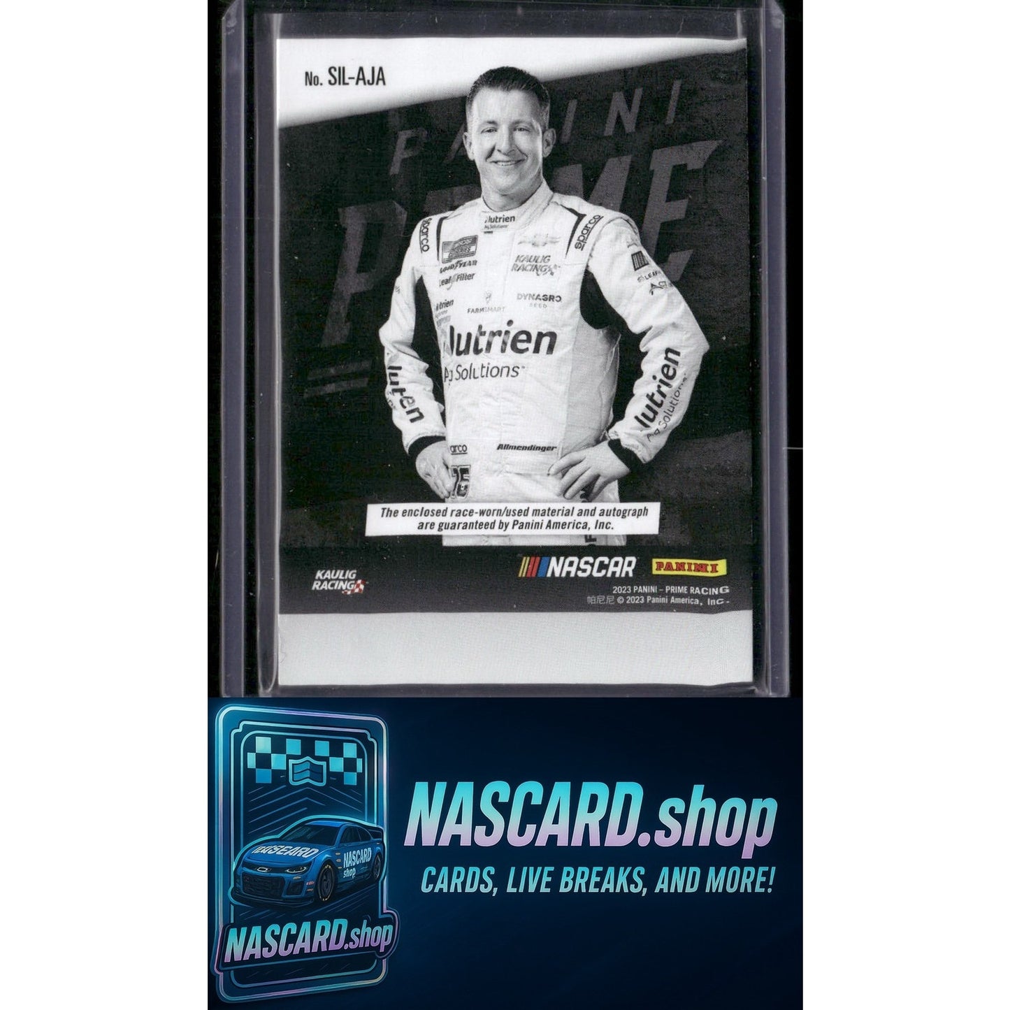2023 Panini Prime #SIL-AJA AJ Allmendinger Midnight Silhouette Signatures #/99 - NASCARD.shop