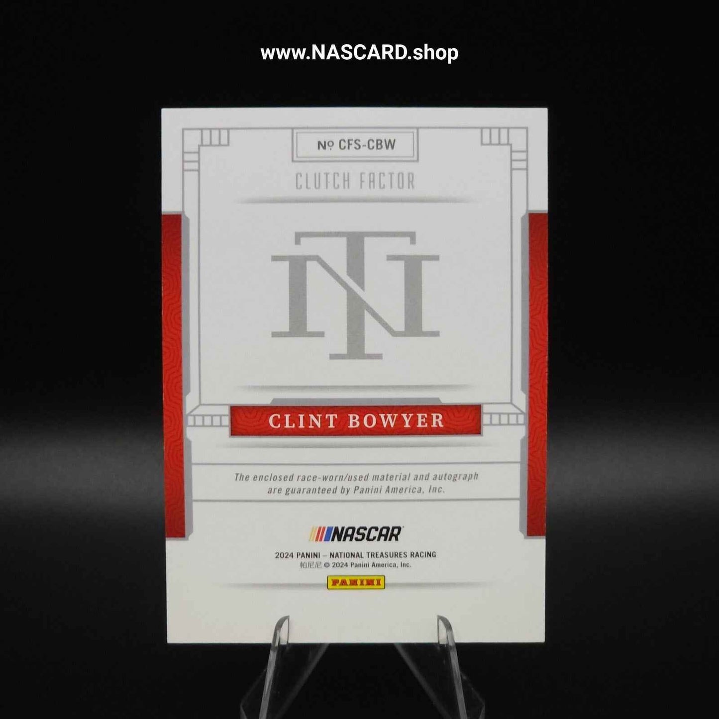 2024 National Treasures Clutch Factor Holo Gold Clint Bowyer 05/10 - NASCARD.shop
