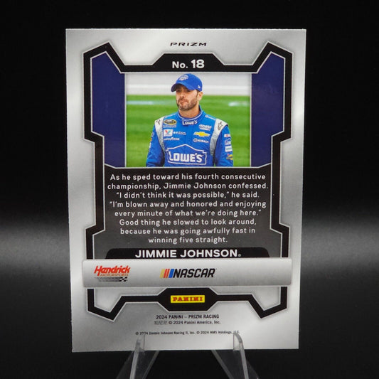 2024 Panini Prizm Racing Blue Cracked Ice #18 Jimmie Johnson