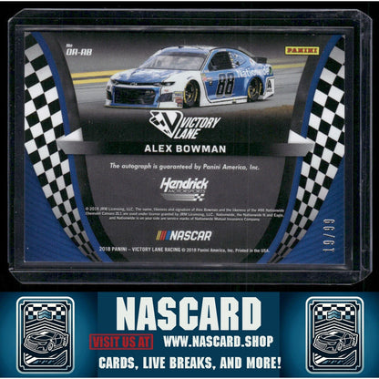 2018 Panini Victory Lane #OA-AB Alex Bowman Octane Autographs Gold #/99 - NASCARD.shop