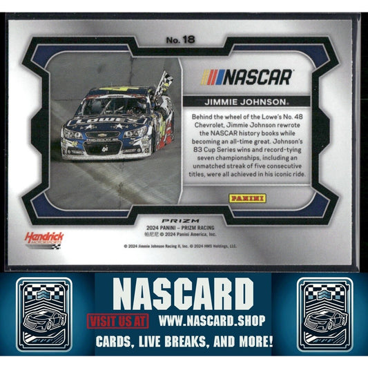 2024 Panini Prizm - Base Rides Jimmie Johnson #18 White Sparkle Prizm