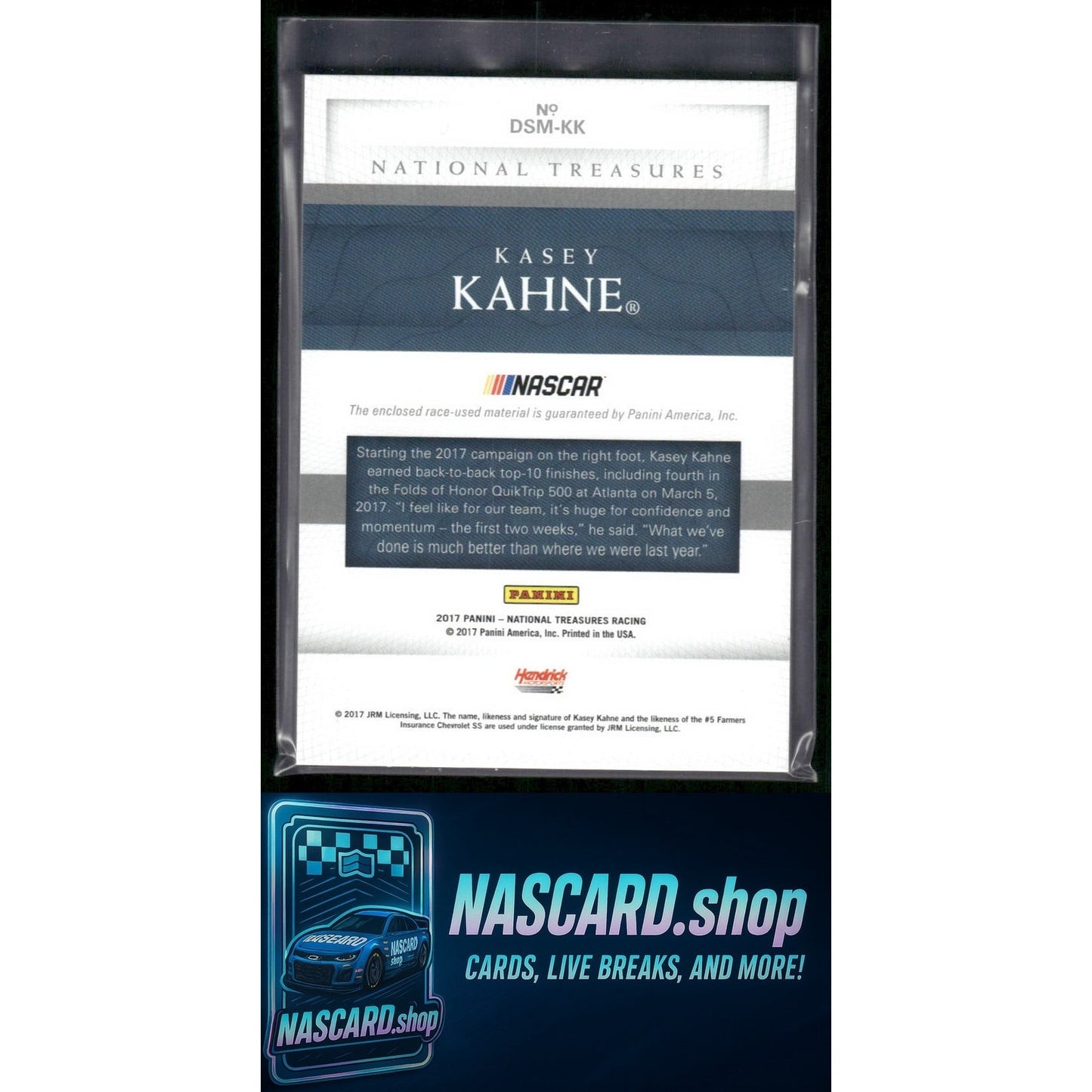2017 Panini National Treasures Kasey Kahne Dual Sheet Metal Materials Gold #/15