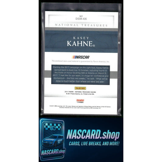 2017 Panini National Treasures Kasey Kahne Dual Sheet Metal Materials Gold #/15