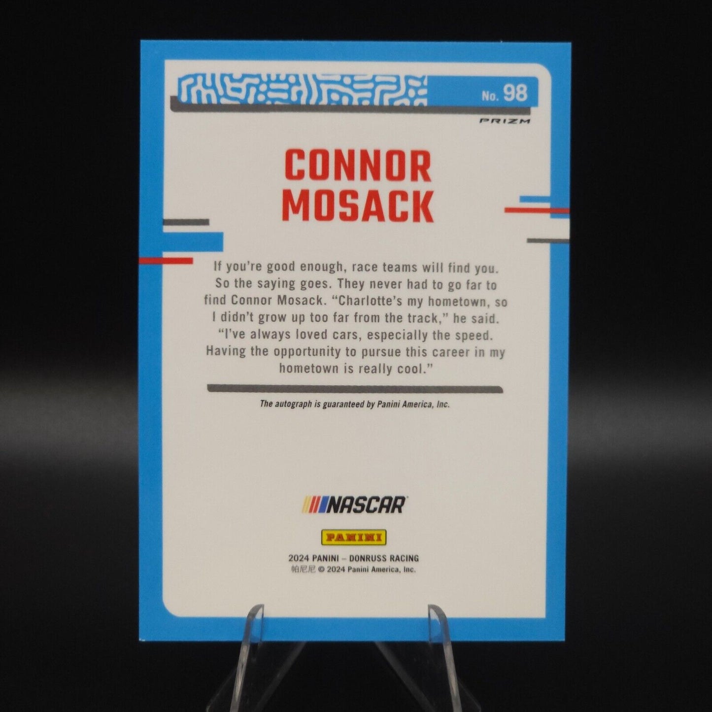 2024 Panini Donruss NASCAR - Rated Rookie Connor Mosack #98 Optic Autograph - NASCARD.shop
