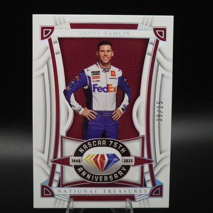 2023 National Treasures NASCAR Diamond Anniversary Holo Silver Denny Hamlin /15 - NASCARD.shop