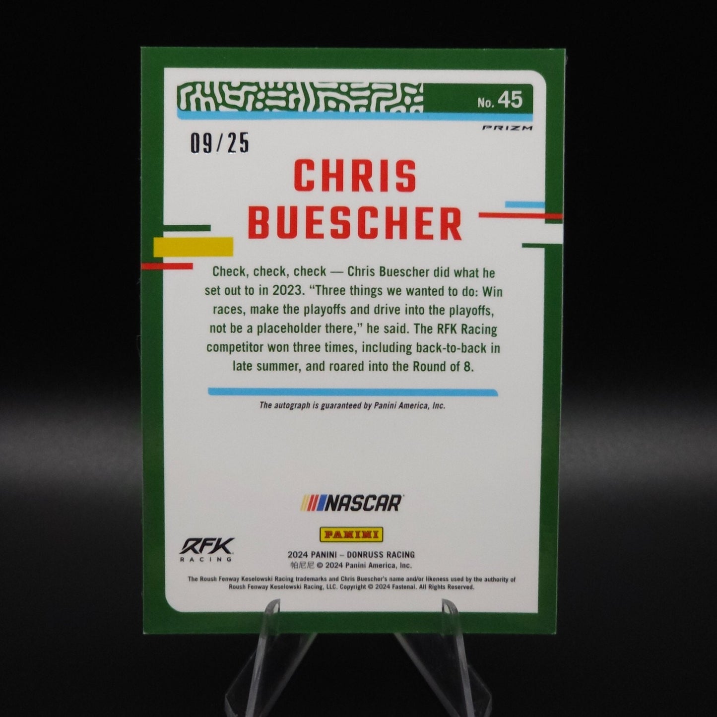 2024 Panini Donruss NASCAR - Chris Buescher #45 Optic Pandora Prizm Auto /25