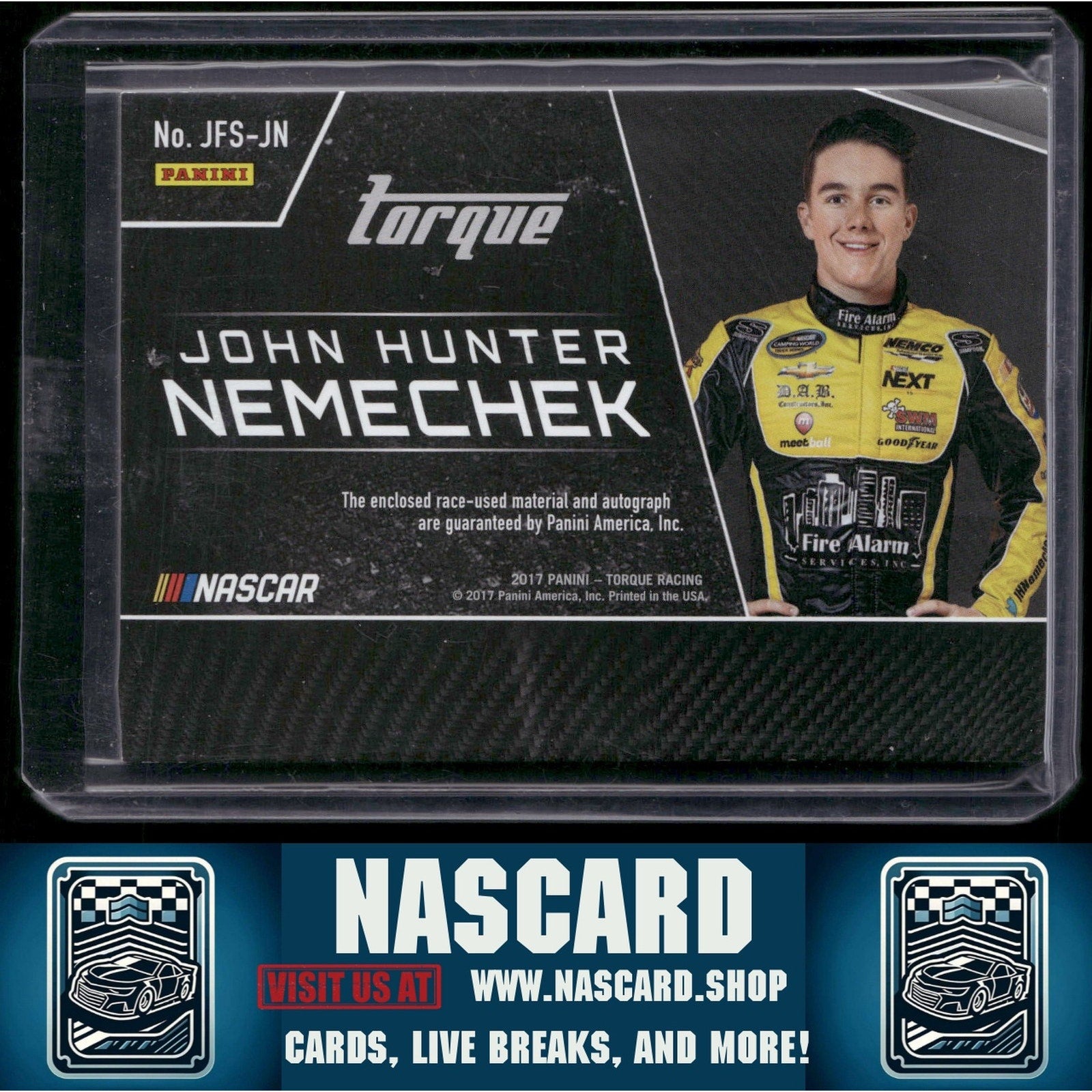 2017 Panini Torque #JFS-JN John Hunter Nemechek Jumbo Firesuit Signatures - NASCARD.shop