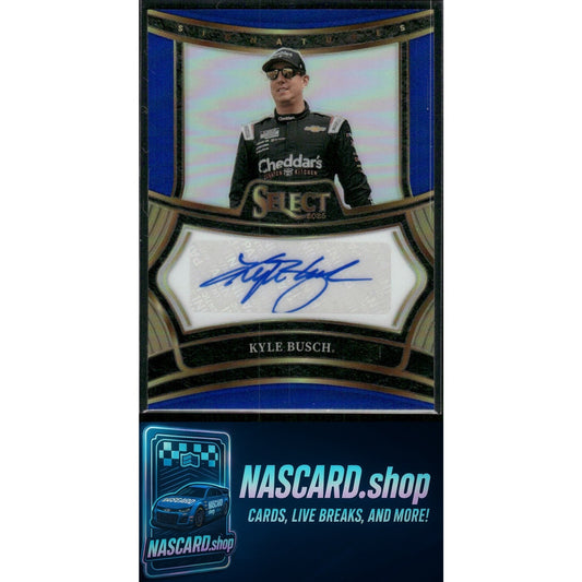 2025 Panini Select #S-KBS Kyle Busch Signatures Blue Prizms #/99
