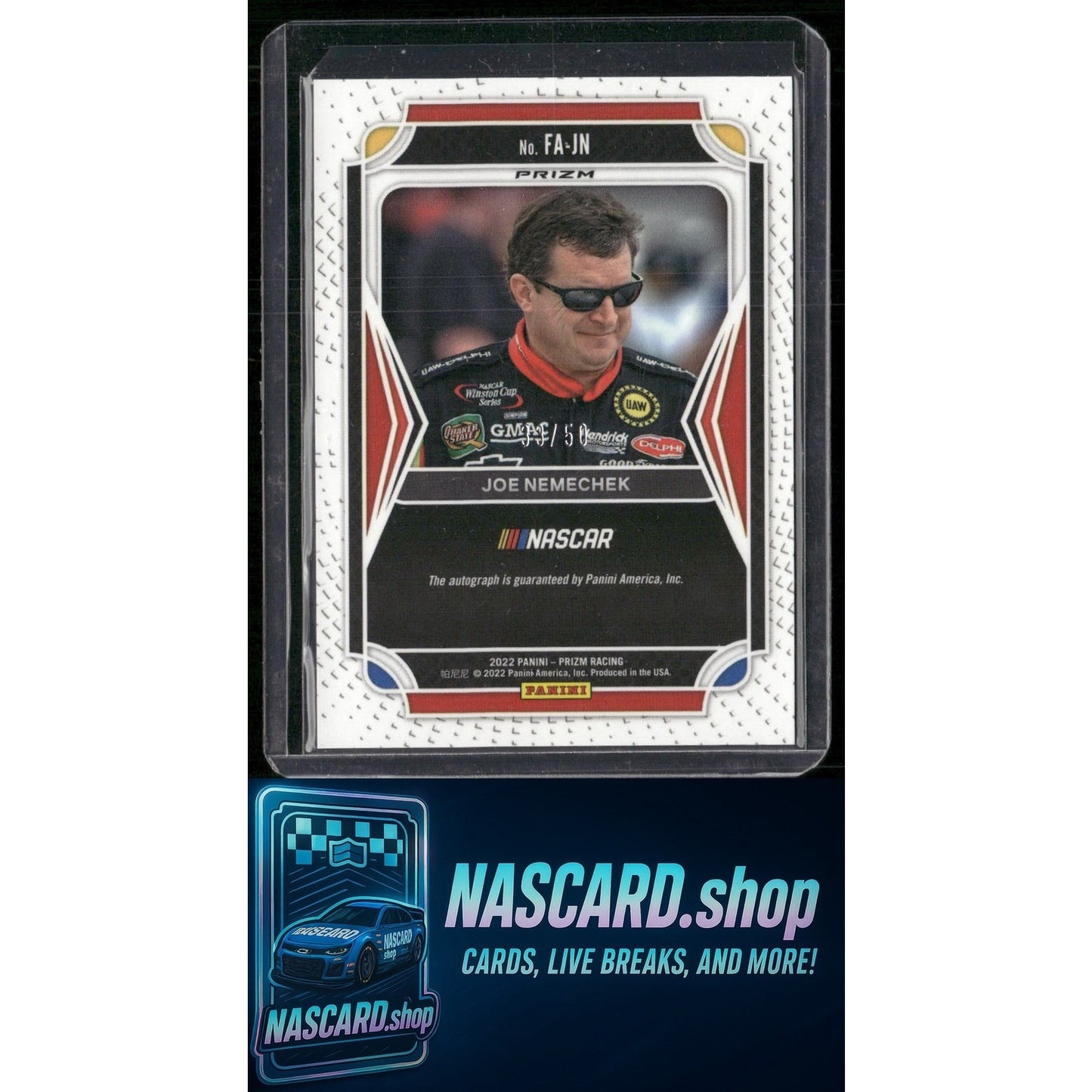 2022 Prizm Joe Nemechek Flashback Autographs Hyper Prizm Blue Carolina Blue #/50