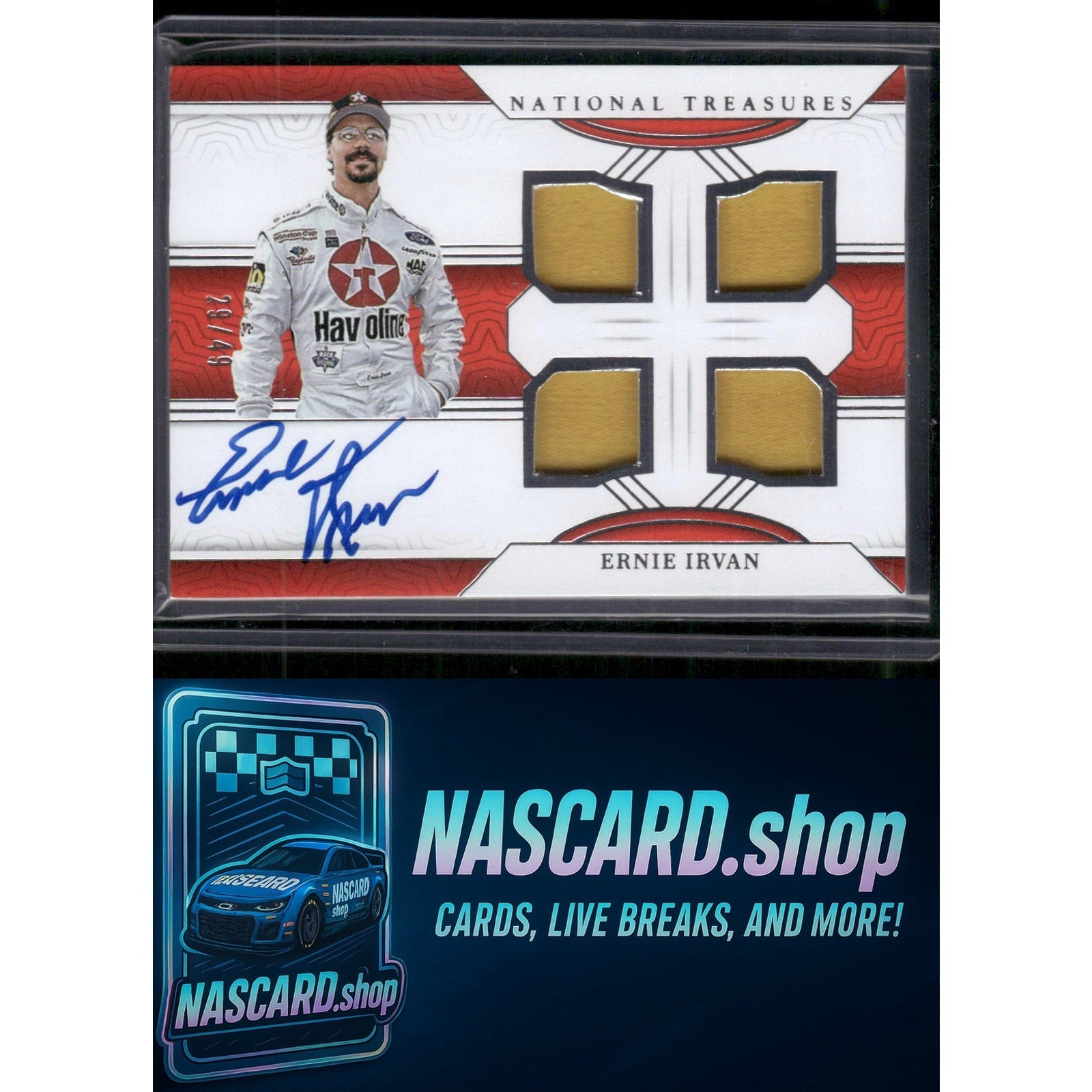2024 Panini National Treasures #QRG-EIR Ernie Irvan Quad Race Gear Graphs #/49 - NASCARD.shop