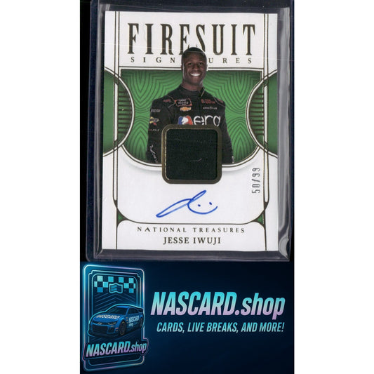 2023 Panini National Treasures #FS-JIW Jesse Iwuji Firesuit Signatures #/99 - NASCARD.shop