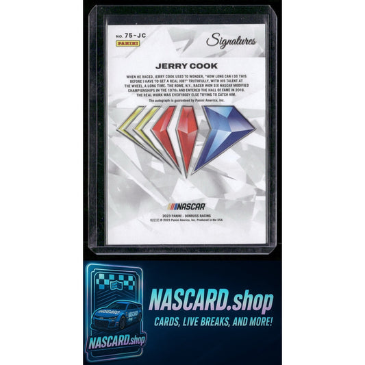 2023 Panini Prime #75-JC Jerry Cook NASCAR 75th Anniversary Signatures