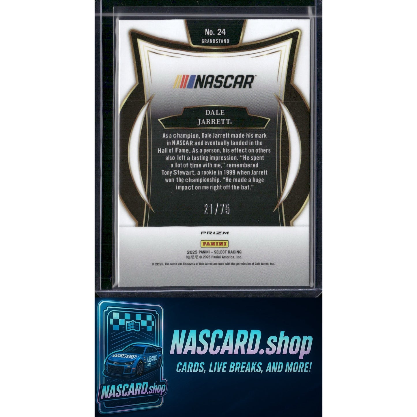 2025 Panini Select #24 Dale Jarrett Neon Green Prizms #/75