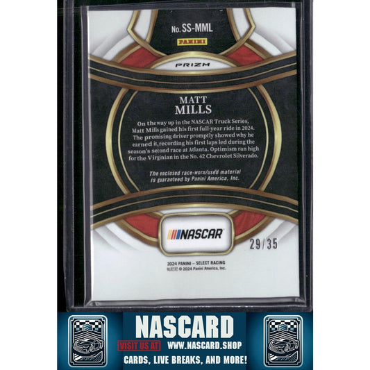 2024 Panini Select #SS-MML Matt Mills Selective Swatches Blue Prizms