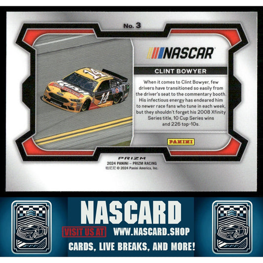 2024 Panini Prizm #3 Clint Bowyer White Sparkle