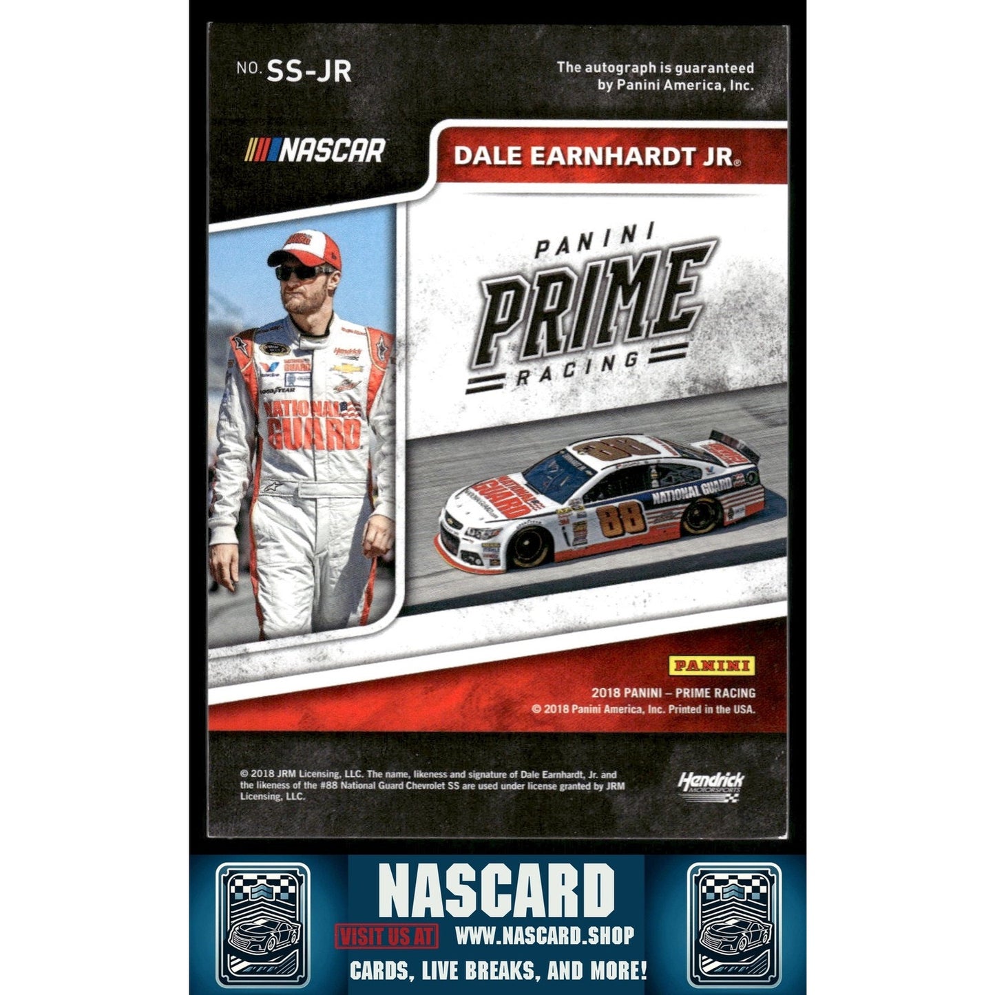 2018 Panini Prime #SS-JR Dale Earnhardt Jr Shadowbox Signatures Holo Gold #/10 - NASCARD.shop