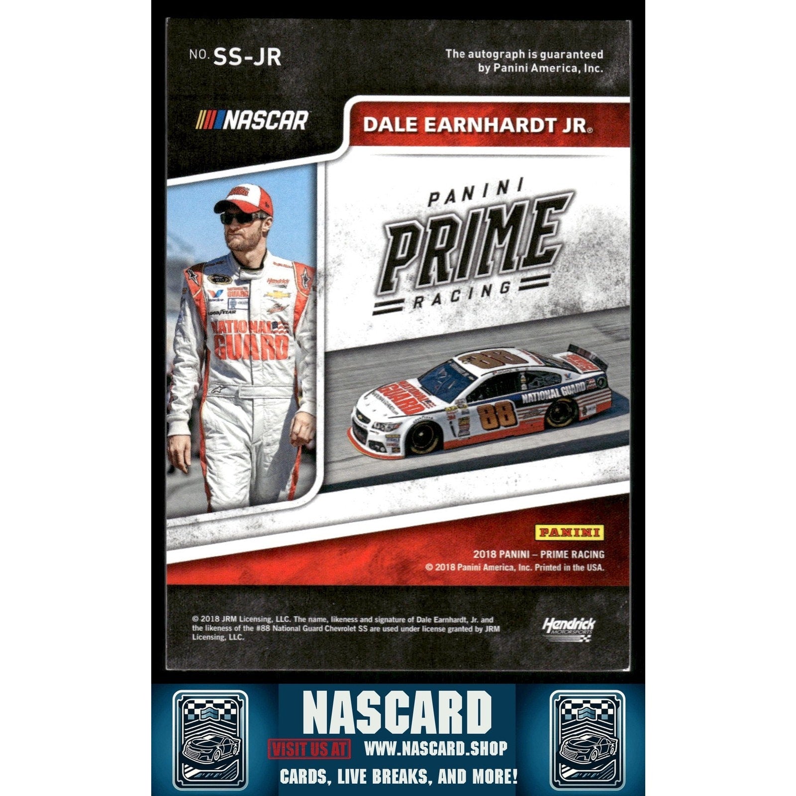 2018 Panini Prime #SS-JR Dale Earnhardt Jr Shadowbox Signatures Holo Gold #/10 - NASCARD.shop