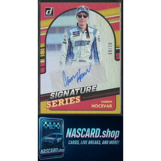 2022 Donruss #SS-CA Carson Hocevar Signature Series Holo Gold #/10 RC