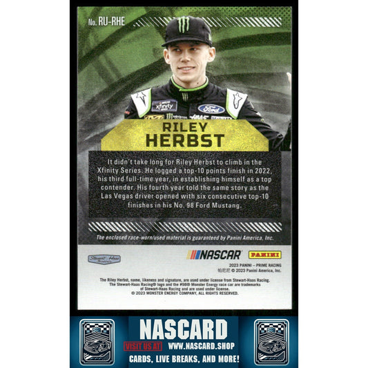 2023 Panini Prime #RU-RHE Riley Herbst Race Used Sheet Metal #/99