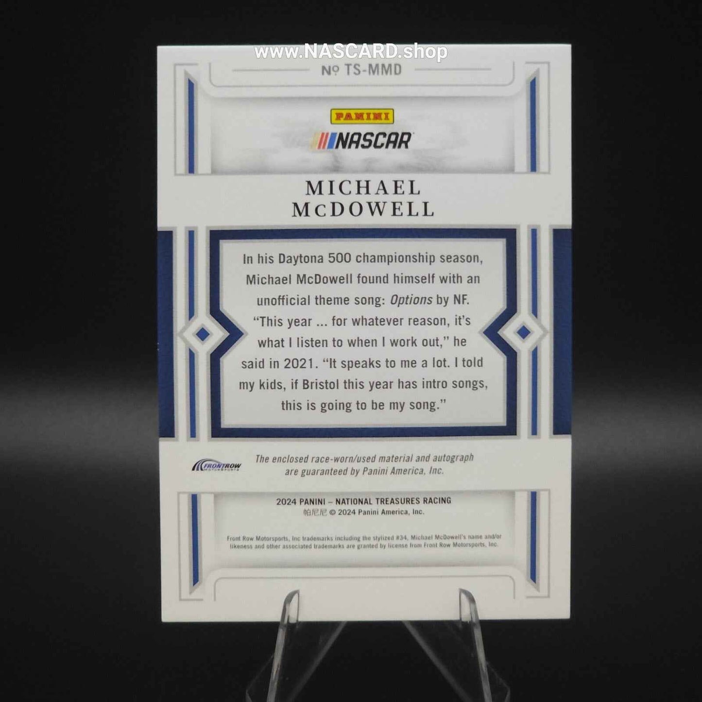 2024 Panini National Treasures Treasured Swatches Michael McDowell /99 - NASCARD.shop