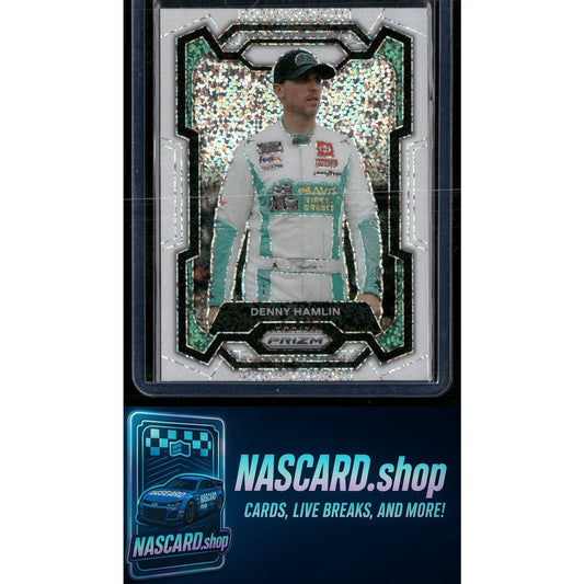 2024 Panini Prizm #98 Denny Hamlin White Sparkle - NASCARD.shop