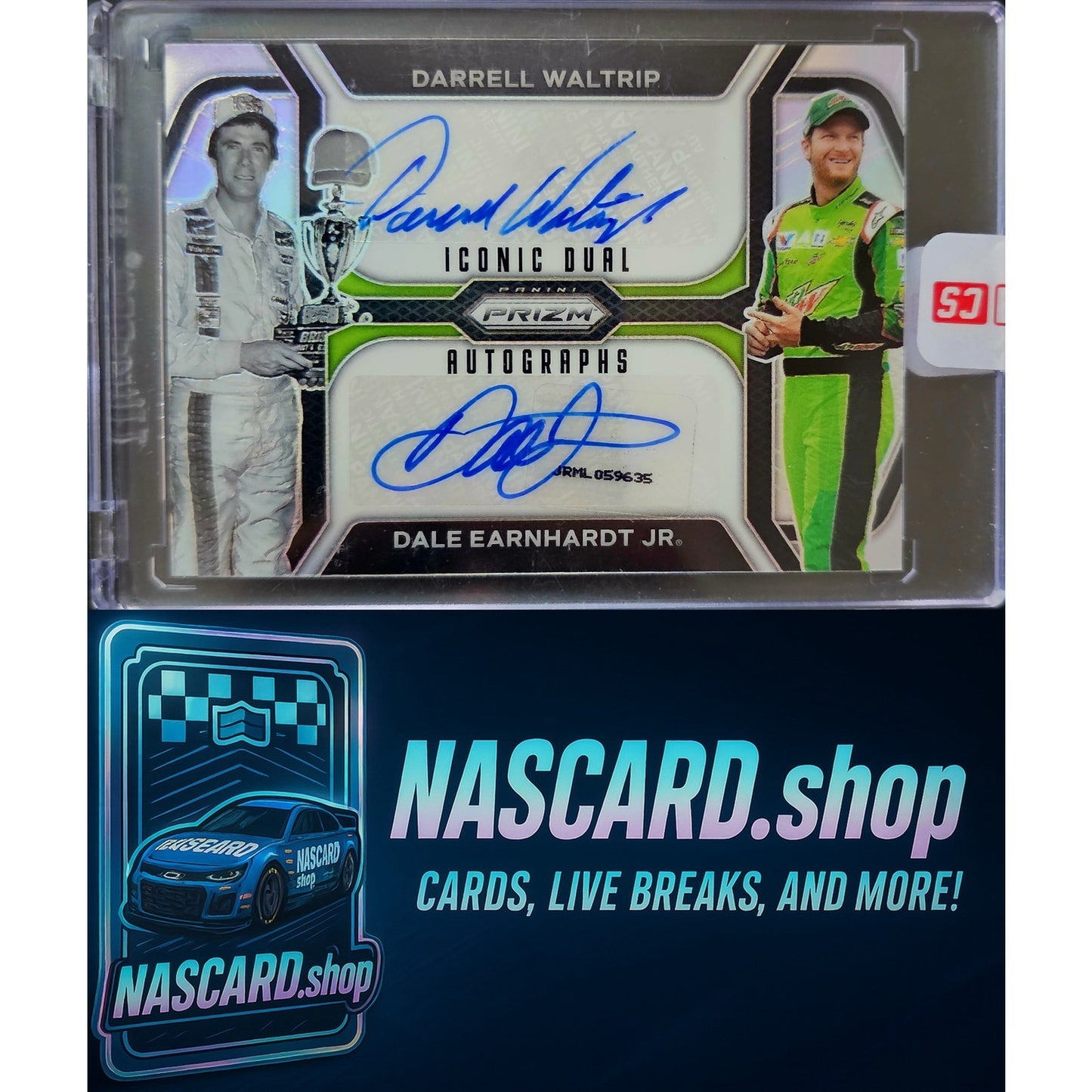 2024 Prizm Darrell Waltrip Dale Earnhardt Jr. Iconic Dual Autographs 05/10