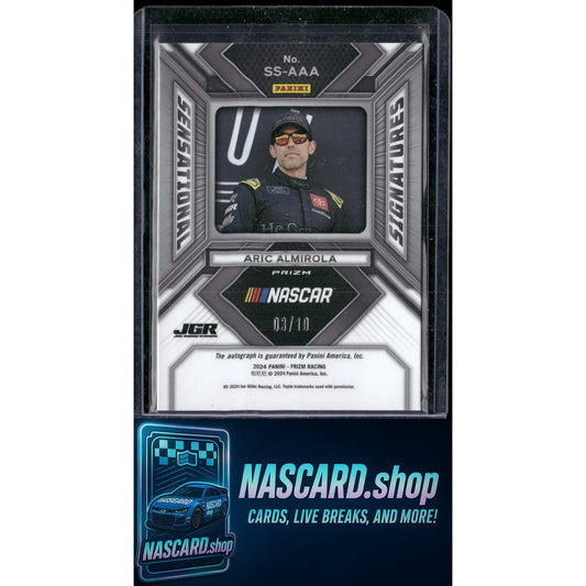 2024 Panini Prizm #SS-AAA Aric Almirola Sensational Signatures Green Pulsar #/10 - NASCARD.shop