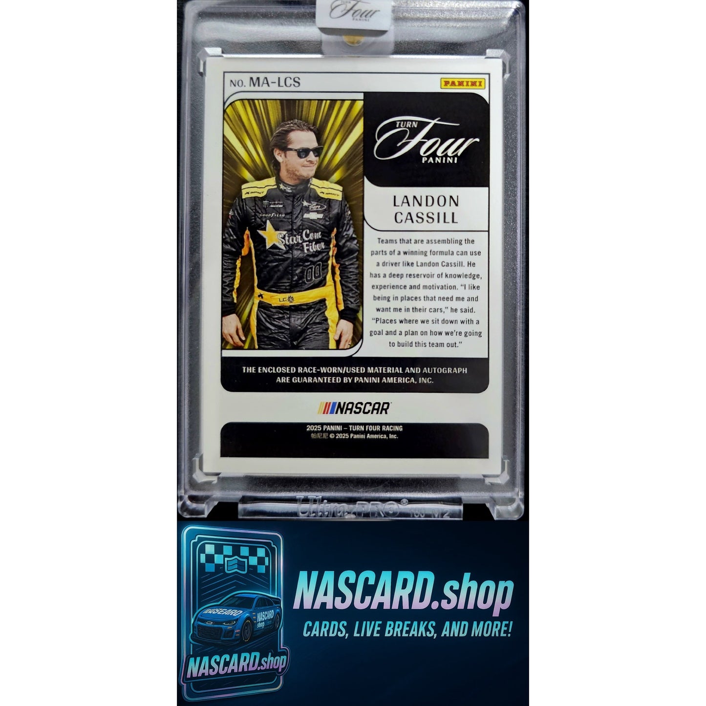 2025 Panini Turn Four #MA-LCS Landon Cassill Memorabilia Autographs Purple #/25