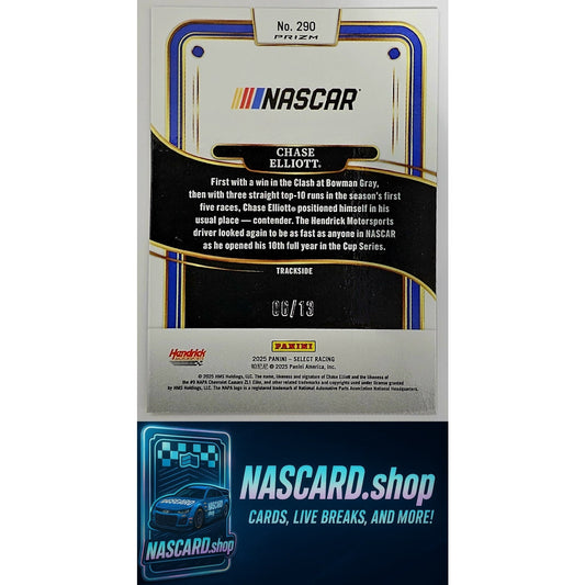 2025 Panini Select Trackside #290 Chase Elliott Gold Power Plaid #/13